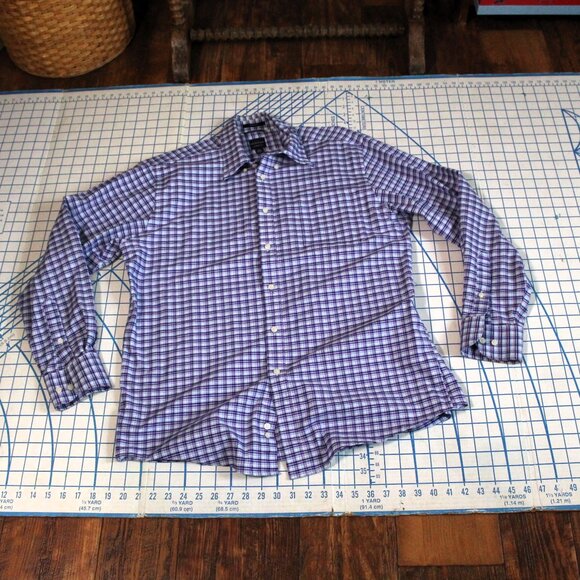 Dockers Battery Street Classic Fit Dress Shirt, Blue/Purple/White, Large - Picture 4 of 11